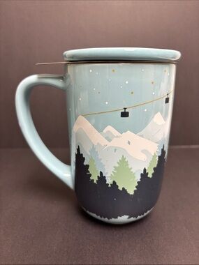 David’s Tea Mountains and Ski Lift Nordic Mug with Lid and Infuser